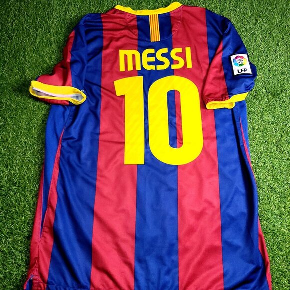 Messi Barcelona 2010 2011 Home Soccer Jersey Shirt L SKU# 382354-488 - Picture 1 of 9